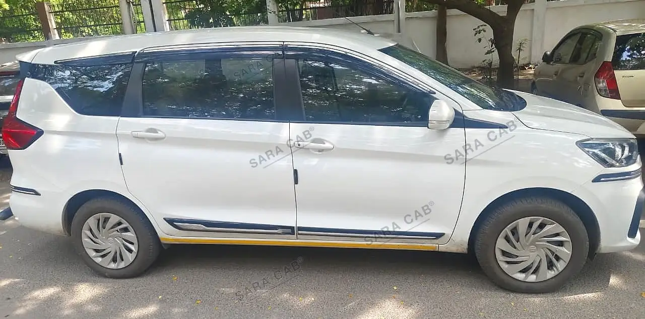 Side profile of our Ertiga, showing the full length of the car