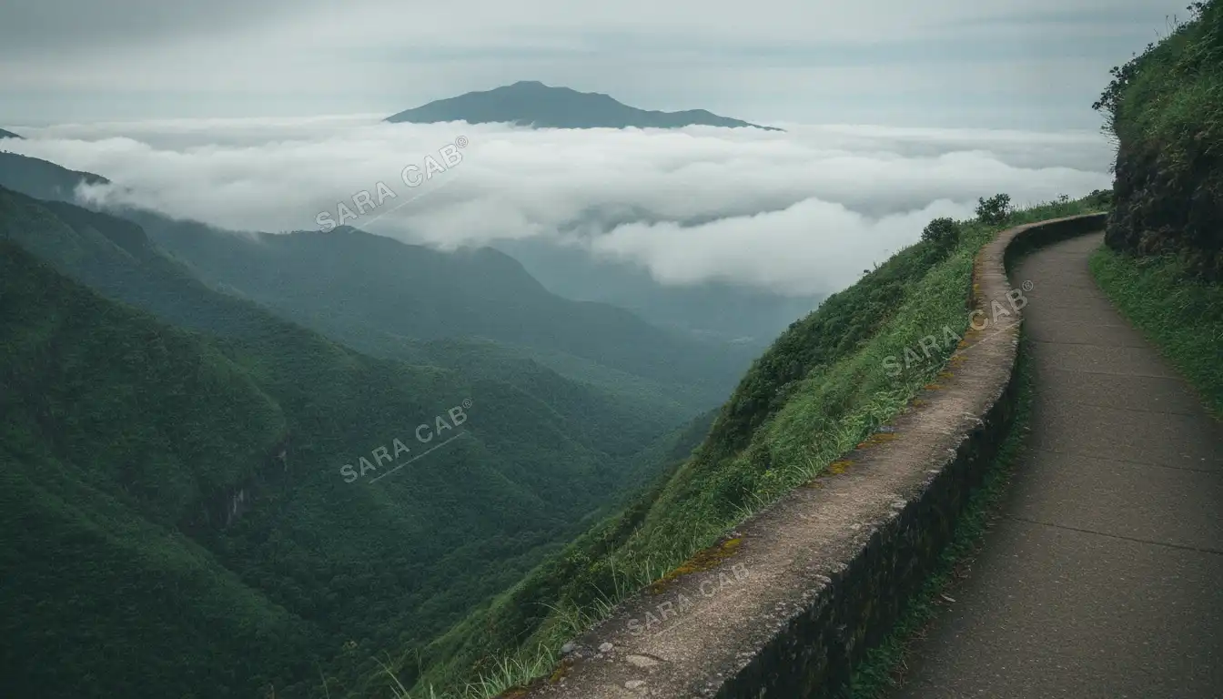 Coaker's Walk at Kodaikanal, a cliff-edge path above a cloud-filled valley
