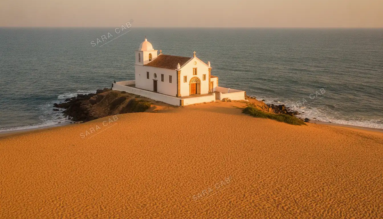 The old Portuguese church on the headland at Manapad, above the sea
